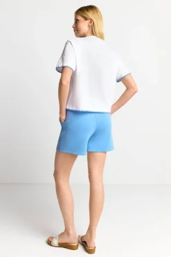 Rich & Royal T-Shirts<Weißes T-Shirt Mit Blauen Stickereien cruise blue