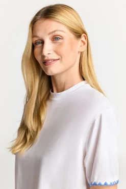 Rich & Royal T-Shirts<Weißes T-Shirt Mit Blauen Stickereien cruise blue