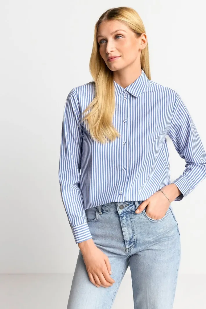 Rich & Royal Casual Blusen|Business Blusen<Weite Hemdbluse Mit Knopfleiste skyway blue