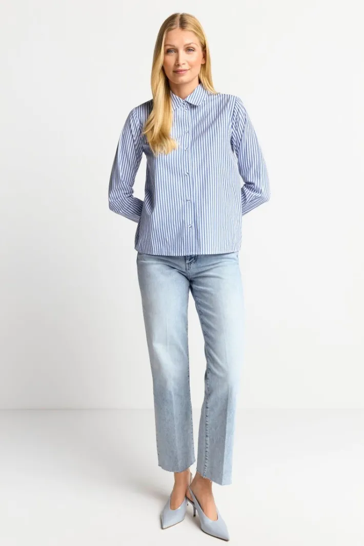 Rich & Royal Casual Blusen|Business Blusen<Weite Hemdbluse Mit Knopfleiste skyway blue
