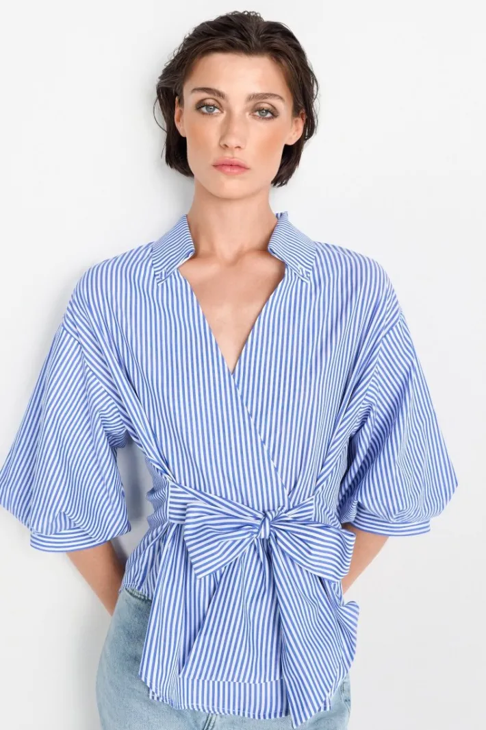 Rich & Royal Casual Blusen<Wickelbluse Mit V-Neck Und Streifen